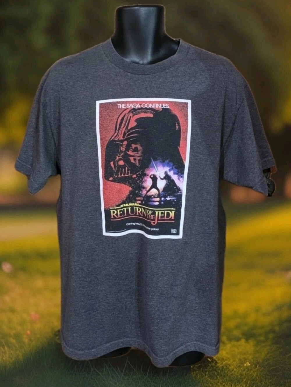 Vtg Y2K Star Wars Return Of the Jedi Tee Fade Grey Yellow Tag Size Large?